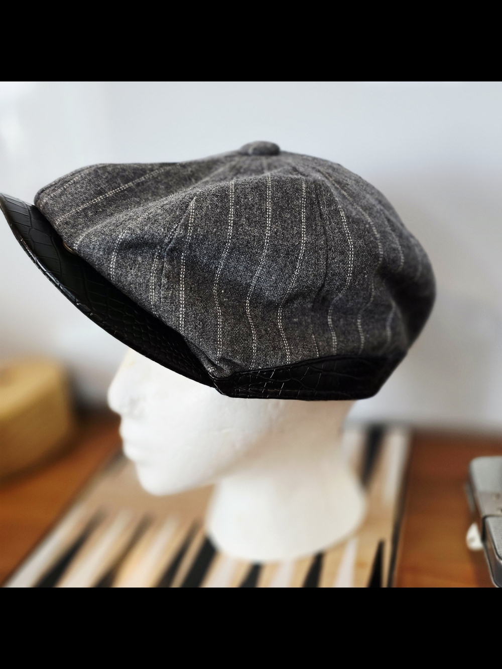 Stacy Adams Black and Gray Micro-Pattern Newsboy Cap